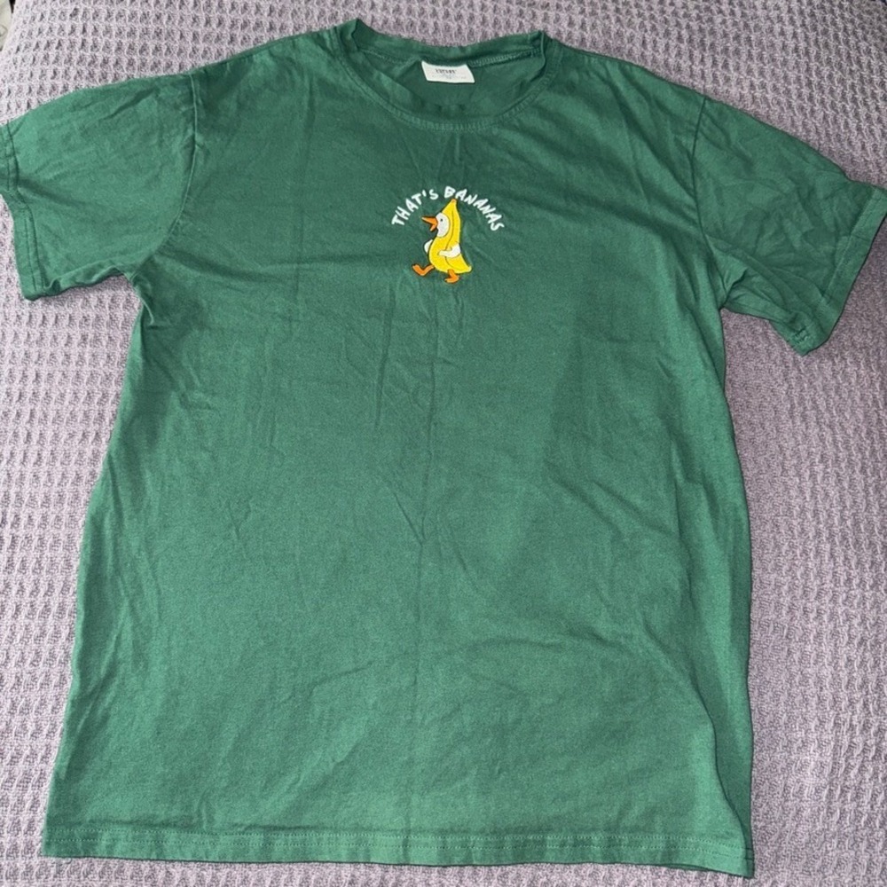 Comfort Colors Thats Bananas Duck Banana Embroidered T-Shirt Green Large